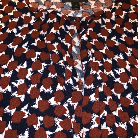 J Crew Burgundy Pattern Ruffle Viscose Blouse - Picture 7 of 8